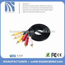 3-RCA Composite AV Audio Video Kabel Gold überzogen Mann M / M 6 &#39;